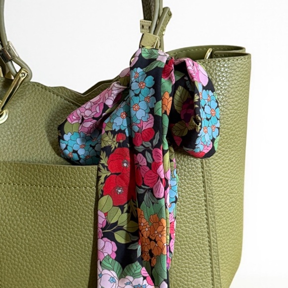 NWT Steve Madden Olive Faux Leather Satchel Mini Tote Crossbody with Scarf! NEW! - Picture 7 of 16